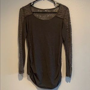 Grey long sleeve shirt with lace in back